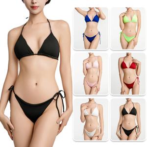 섹시한 여성 패딩 끈 팬티 비키니 세트 넥타이 홀터넥 삼각형 수영복 붕대 Bathingsuit 비치웨어 여성 수영복 Biquinis 2Pcs