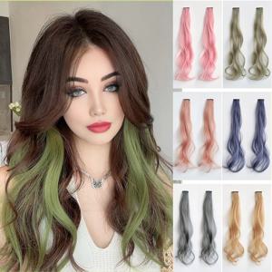 합성 2개 세트 50cm 60cm 컬러 곱슬 머리 확장 물결 핑크 블루 퍼플 할로윈 크리스마스 가발