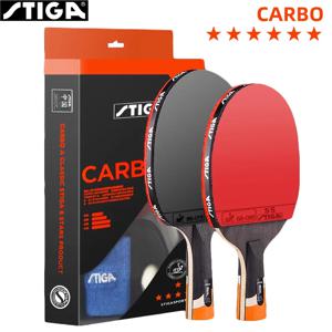 STIGA CARBO 6 스타 탁구 라켓 5+2 고급 빠른 공격을 위한 카본 탁구 패들 양면 끈적이지 않는 고무