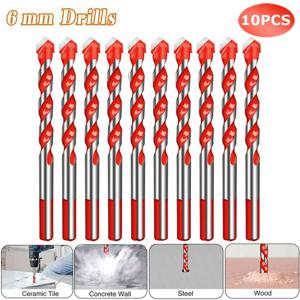 10PCS 6mm 드릴 비트 유리 세라믹 타일 콘크리트 벽돌 금속 나무 구멍 오프너에 대 한 초경 다기능 삼각형 드릴 비트