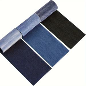 3/롤의 진 철제 패치, 8 x 50 cm 수리 패치, 의류, 어린이 성인용 자체 접착 철제 패치(다크 Bl