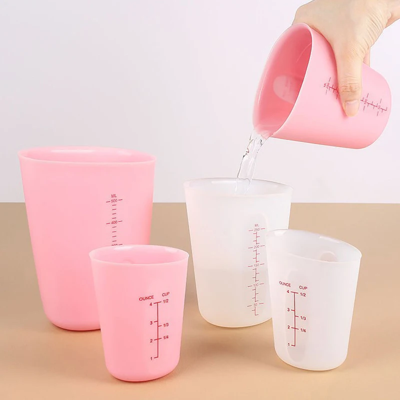 125/250/500ml 실리콘 측정 컵 도구 규모 DIY 석고 석고 에폭시 수지 접착제 혼합 컵 도구 보석 만들기위한