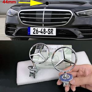 1pcs 44mm 3D 금속 블루 크롬 스타 보닛 후드 로고 엠 블 럼 배지 메르세데스 벤츠 W202 W203 W204 W208 W210 W220 W221