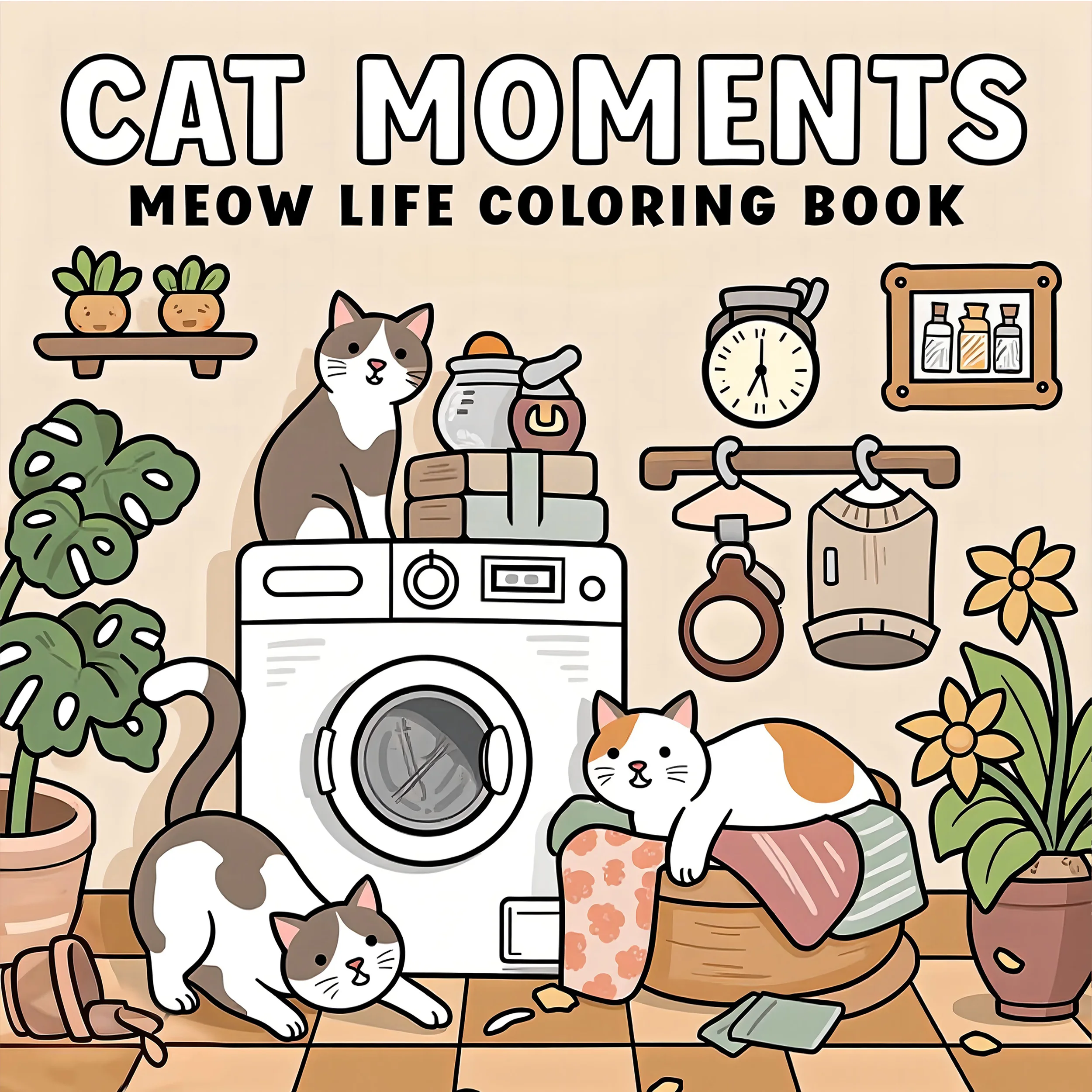 CAT MOMENTS 성인을 위한 대담하고 쉬운 패턴 색칠하기 책 귀여운 그림책 파티와 생일을 위한 완벽한 선물