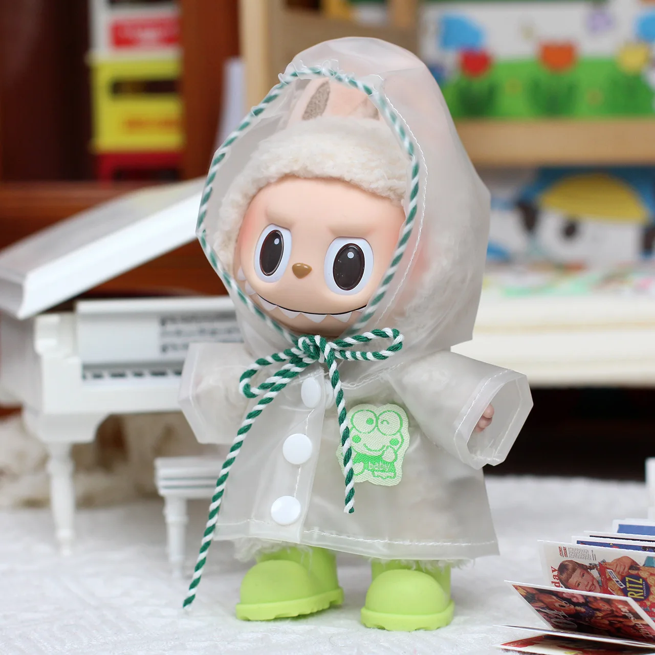 17cm Labubu 비옷 인형 옷 하트 비트 마카롱 의상 Labubu 액세서리
