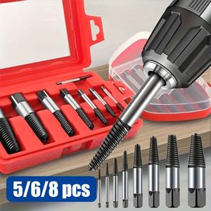 5/6pcs 나사 추출기 금속 드릴 비트 세트 손상된 나사 리무버 추출기 목공 도구 깨진 볼트 물 파이프 추출기