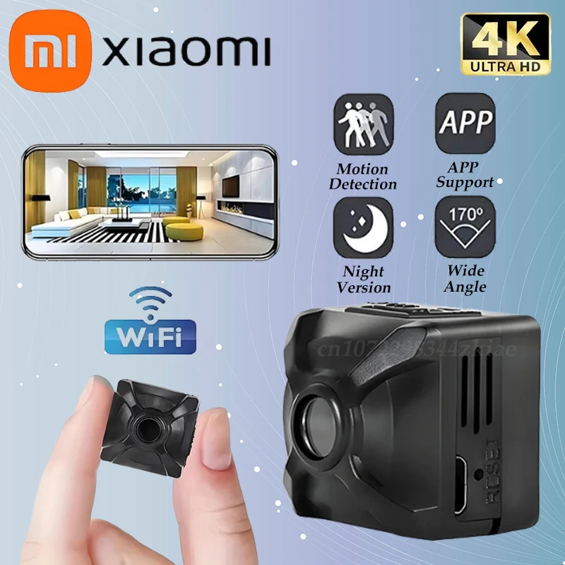 Xiaomi 4K 무선 미니 카메라 모션 감지 모니터 WiFi IP/AP 긴 배터리 수명을 갖춘 원격 충전식 홈 감시