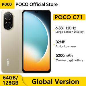 Xiaomi POCO C71 4GB RAM 128GB ROM 6,67 15W 32MP 5200 mAh 배터리 글로벌 버전 15W 스마트폰