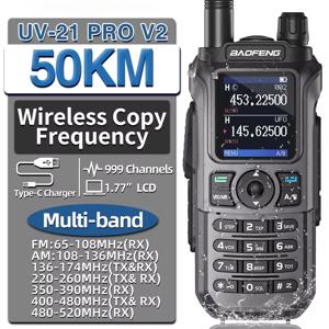 UV-21 Pro V2 무선 복사 주파수 Mutli 밴드 강력한 방수 장거리 UV-5R 장거리 Type-C 양방향 햄 라디오