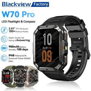 Blackview 2025 새로운 방수 견고한 스마트 시계 W70 Pro 900mAh 비상 조명, 나침반이 있는 야외용 견고한 스마트 시계