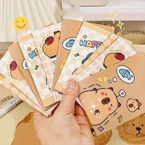 10 팩 혼합 귀여운 Capybara 미니 노트북 세트 포켓 노트 저널 일기 계획 메모 메모장 재미있는 만화 편지지 선물