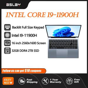 게임용 노트북 16인치 인텔 코어 I9-11900H 32GB RAM 2TB SSD 지문 인식 잠금 해제 8 코어 16 스레드 Wifi6 HD 카메라 DDR4 컴퓨터