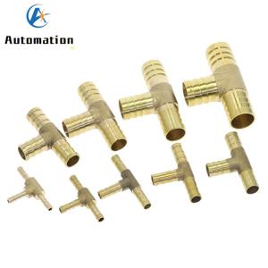 T 자형 황동 바브 호스 피팅 티 4mm 6mm 8mm 10mm 12mm 16mm 3 웨이 호스 튜브 바브 황동 가시 커플 링 커넥터 어댑터