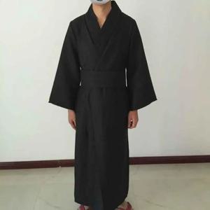 가운 클래식 블랙 사무라이 옷 남성 통기성 속옷 기모노 전통 일본 코스프레 유카타 홈 잠옷 목욕 가운