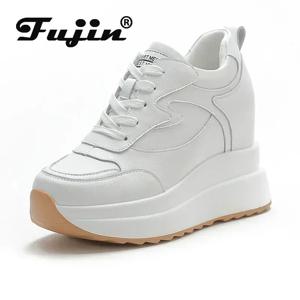 Fujin 10cm 플랫폼 웨지 스니커즈 Chunky Shoes 여성용 정품 가죽 여름 신발 봄 가을 운동화 패션