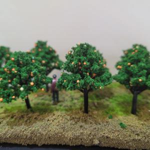 10pcs 1:87 호 스케일 과일 나무 모델 50mm 높이 풍경 모델 기차 철도/철도 레이아웃 풍경 DIY 미니어처 디오라마