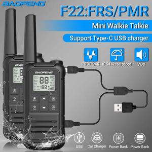 Baofeng F22 PMR446 FRS C타입 충전기 워키토키, 라이센스 없는 휴대용 LCD 디스플레이, VOX 양방향 라디오, 사냥용, 2 개