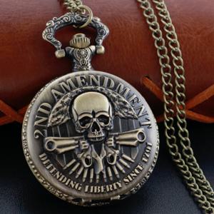 라이더 해골 석영 주머니 시계 Steampunk 목걸이 시계 짧은 체인 선물 Cf1223와 금속 스테인레스 스틸 시계 펜던트