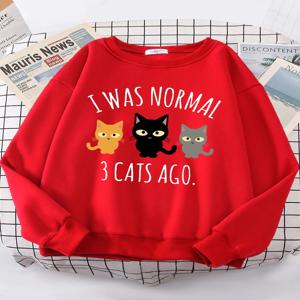 나는 일반이었다 3 고양이 전 인쇄 여성 Hoody 패션 S-XXL 후드 고품질 까마귀 특대 느슨한 캐주얼 여성 운동복
