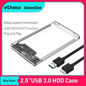 UnionSine MicroB USB3.0 2.5인치 외부 저장 장치 HDD 케이스 SATA 5Gbps HDD SSD 하드 드라이브 인클로저 지원 PC 노트북용 UASP