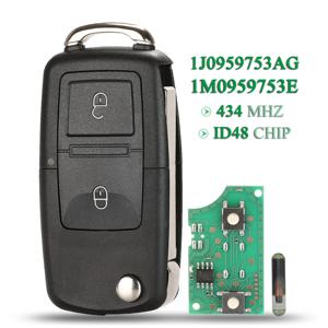 징유친 1J 0959753 AG 1M 0959753 E For VW 비틀 보라 골프 Passat 폴로 운송업자 T5 플립 원격 키 434MHz ID48 칩 HU66 블레이드