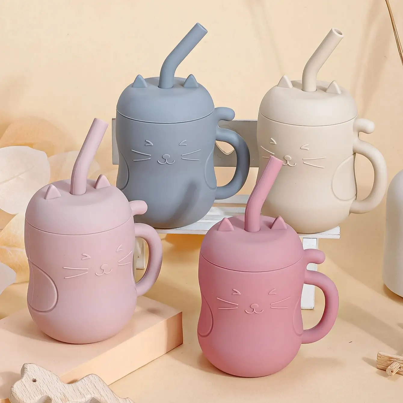 1pcs 아기 실리콘 밀짚 컵 BPA 무료 휴대용 스토리지 스낵 컨테이너 먹이 컵 어린이 누출 방지 학습 음료 컵