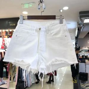 여성용 찢어진 데님 반바지, 하이웨이스트, 불규칙한 흰색 반바지, 용수철 및 여름