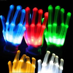 LED 장갑 네온 Guantes 빛나는 할로윈 파티 조명 소품 빛나는 깜박이 해골 장갑 무대 의상 용품