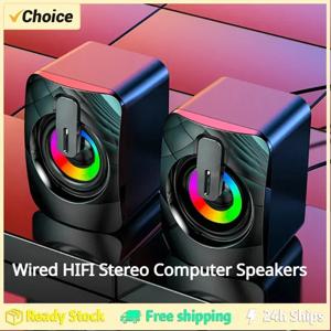 컴퓨터 스피커 스테레오 사운드 마이크 포함, 3.5mm AUX 홈 오피스 PC 스피커, 맥북 데스크탑 노트북 컴퓨터 라우드 스피커