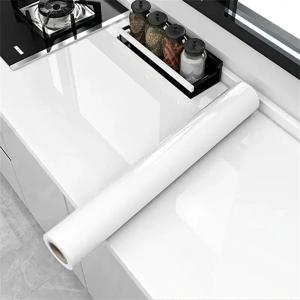 PVC DIY 진주 필름 방수 벽지 방 자체 접착 블랙 화이트 옷장 주방 글로스 페이스트 가구 벽 스티커