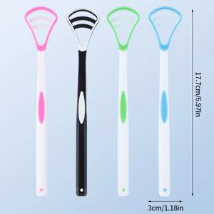 재사용 가능한 혀 스크레이퍼 클리너, 구강 건강 청소 브러시, 구강 흐림 방지, 음식 찌꺼기 청소, 성인용