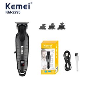 Kemei 2293 이발사 무선 헤어 트리머, 0mm 갭 제로 조각 클리퍼, 디테일러 전문 전기 마감 절단기