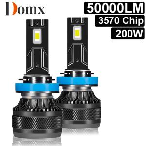 DOMX H4 H7 자동차 LED 헤드라이트 H1 H8 H11 HB3 HB4 9005 9006 LED 조명 6000K 200W 50000LM 자동 LED 램프 터보 안개 전구 12V