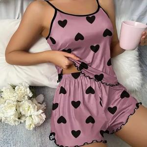 여름 여성 잠옷 1 세트 투피스 섹시한 캐주얼 캐미솔 언더 셔츠 반바지 Homewear Suit