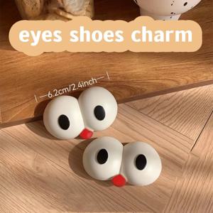 2PCS 구두 매력 DIY 3D 귀여운 재미 있은 큰 눈 구두 장식 액세서리 나막신에 대 한 매력 Bogg 가방 슬라이드 샌들