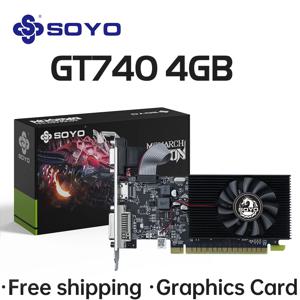 SOYO 그래픽 카드 NVIDIA GT740 4G GDDR3 128bit 비디오 카드 데스크탑 게임용 컴퓨터 구성 요소 용 HDMI + DP + DVI GPU GT 740