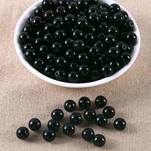 100/500pcs 8mm 블랙 라운드 루즈 비즈 팔찌 목걸이 쥬얼리 만들기위한 작은 구멍 비즈와 솔리드 컬러 에너지