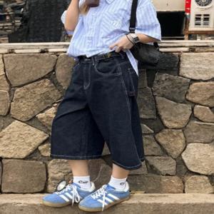 아메리칸 스타일 빈티지 하이 웨스트 와이드 레그 7 피트 청바지 여성 여름 새로운 느슨한 하이 스트리트 다목적 슬림 스트레이트 바지