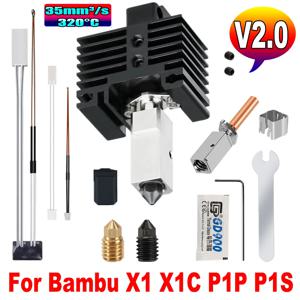 Bambulab p1s Hotend V2.0 용 P1P 핫 엔드 키트 업그레이드 Bi Metal Heatbreak X1 Carbon P1P 대나무 실험실 X1C 용 서미스터 황동 노즐