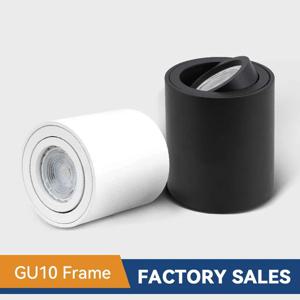 스포트라이트 GU10 피팅 라운드 LED 표면 장착 천장 스포트 라이트 GU 10 할로겐 전구 실린더 다운 램프 고정 장치 220V
