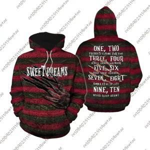 Mens Freddy Krueger Elm Street의 악몽 할로윈 공포 영화 3D 까마귀 아이 성인 테러로 가득 찬 할로윈 남여 의상