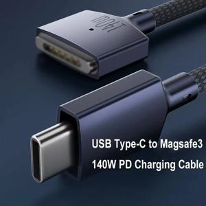 2M USB 유형 C-Magsafe 3 자기 충전기 코드 노트북 충전 케이블 변환기 PD 140W MacBook Air/Pro A2442 A2485 A2681