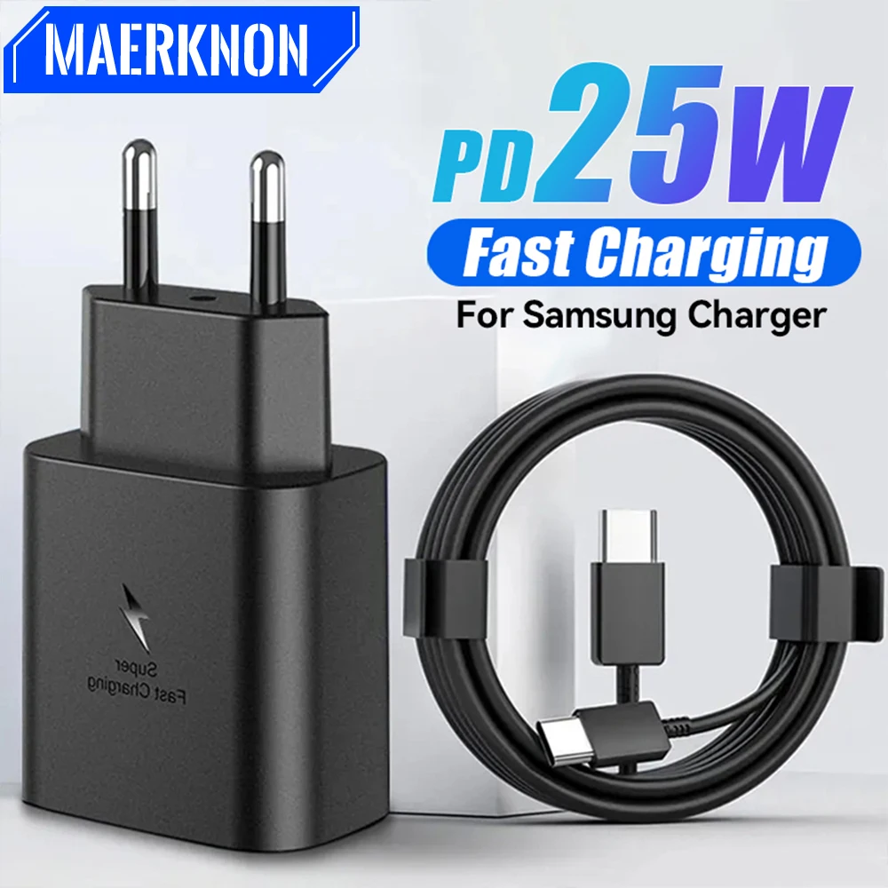 USB C타입 초고속 충전기 어댑터, 삼성 갤럭시 S23 S22 플러스 S21 울트라 S20 A55, EU 미국 플러그 벽 충전기, PD 25W