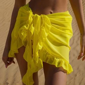 Bestwayclox Ruffle 비키니 커버 업 여성용 짧은 치마 2024 Summer Sun Protection Sarong 비키니 비치 드레스 브라질 Sarong