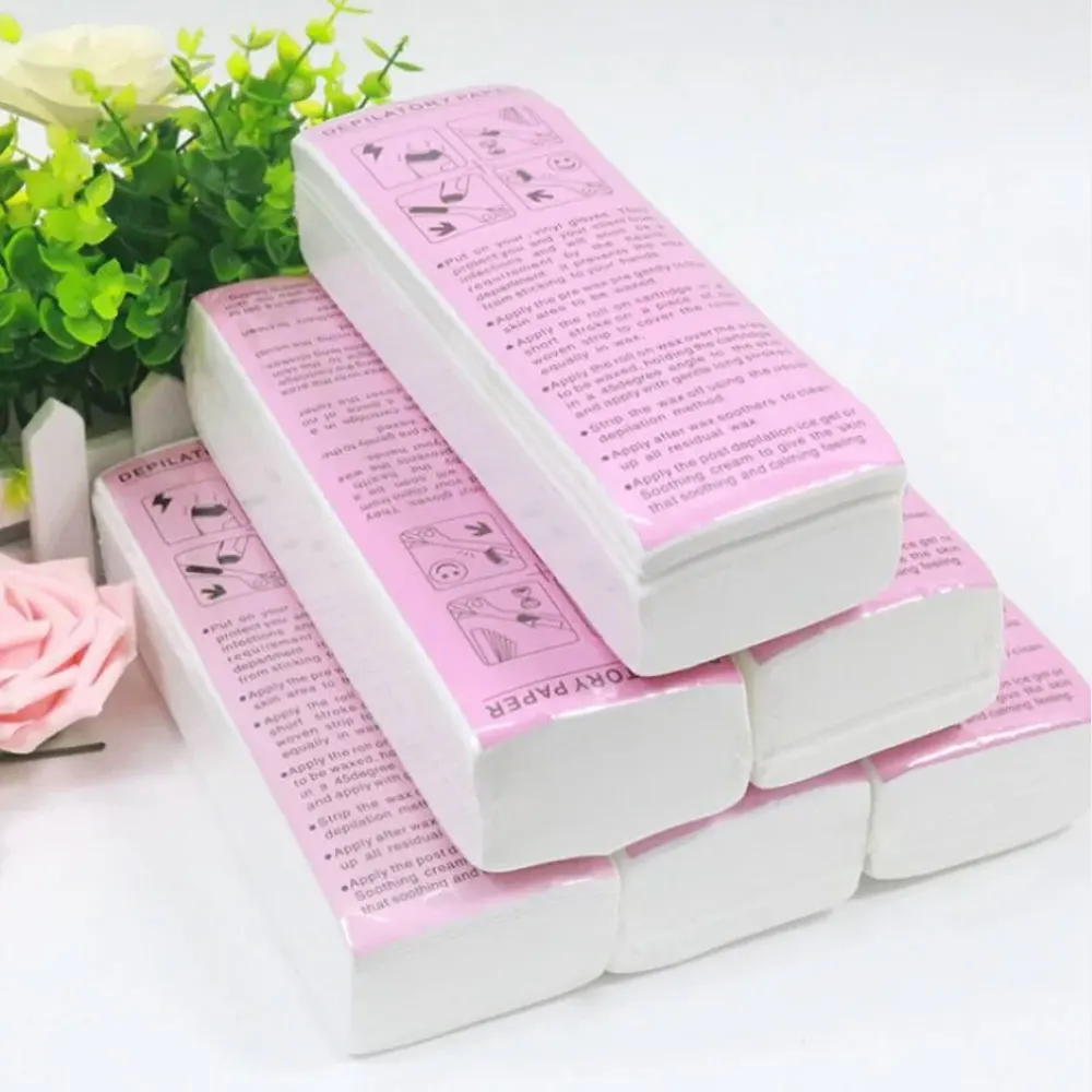 50/100/200개 저자극성 부직포 왁싱 스트립 - 부드러운 얼굴, 눈썹, 얼굴, 다리, 바디 및 비키니 헤어 리무버 시트