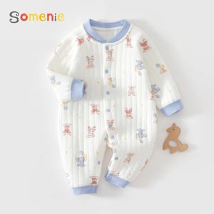 아기 점프 슈트 옷 겨울 짙어지면서 100% 코튼 소년 소녀 귀여운 프린트 베어 Romper 유아 Onesie 봄 트렌드 1-3-6-9-12M