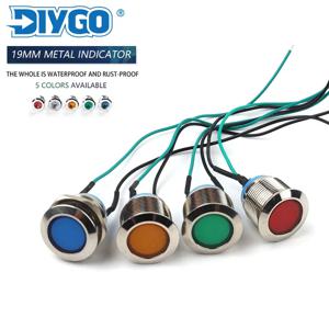 19mm 플랫 헤드 방수 LED 파일럿 신호 램프 패널 대시 보드 경고 3V 6V 12V 24V 110V 220V 빨간색/노란색/파란색/녹색/흰색