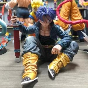 GK 드래곤 볼 트렁크 액션 피규어 동상 10cm PVC 장식품 애니메이션 슈퍼 사이어인 앉아 위치 Torankusu 입상 모델 완구
