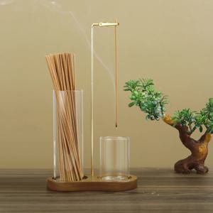 스틱 용 2 in 1 향 홀더 이동식 유리 재 포수 및 향 스틱 주최자가있는 Anti-Ash Flying Incense Burne