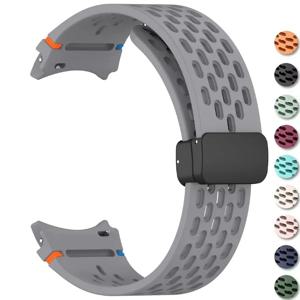 삼성 갤럭시 시계 4 5 프로 6 7 7LTE 44mm 40mm Watch4/6 클래식 실리콘 밴드 간격 없음 팔찌 Correas에 대한 20mm 마그네틱 스트랩